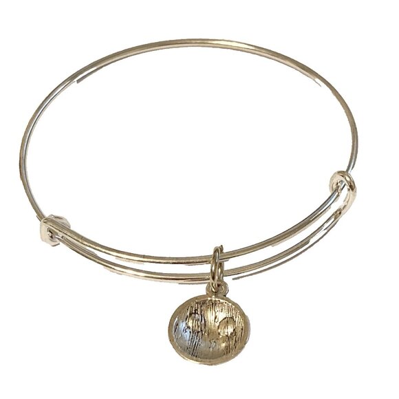 Smiley Face Wire Charm Bracelet Slider Adjustable Stretch Silver Tone Happy - Picture 5 of 12